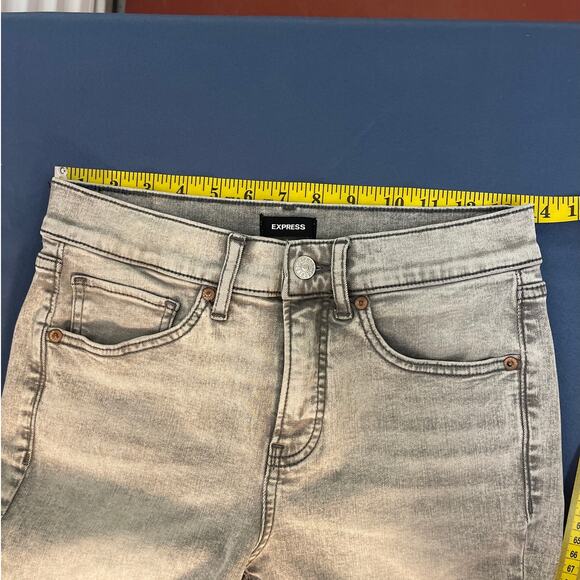 Express Gray Skinny Mid Rise Jeans Size 4R - Picture 9 of 11